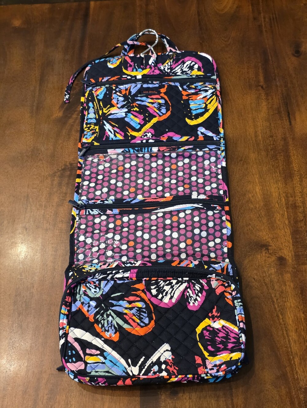 Vera Bradley Butterfly Flutter Hanging Travel Organizer Makeup Trifold Case